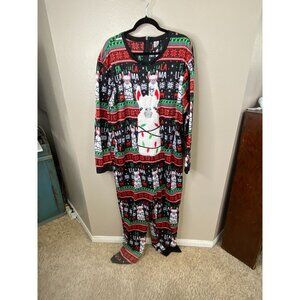 Dec 25th Christmas Light-Up Llama Holiday Onesie Pajamas XXL Festive Polyester